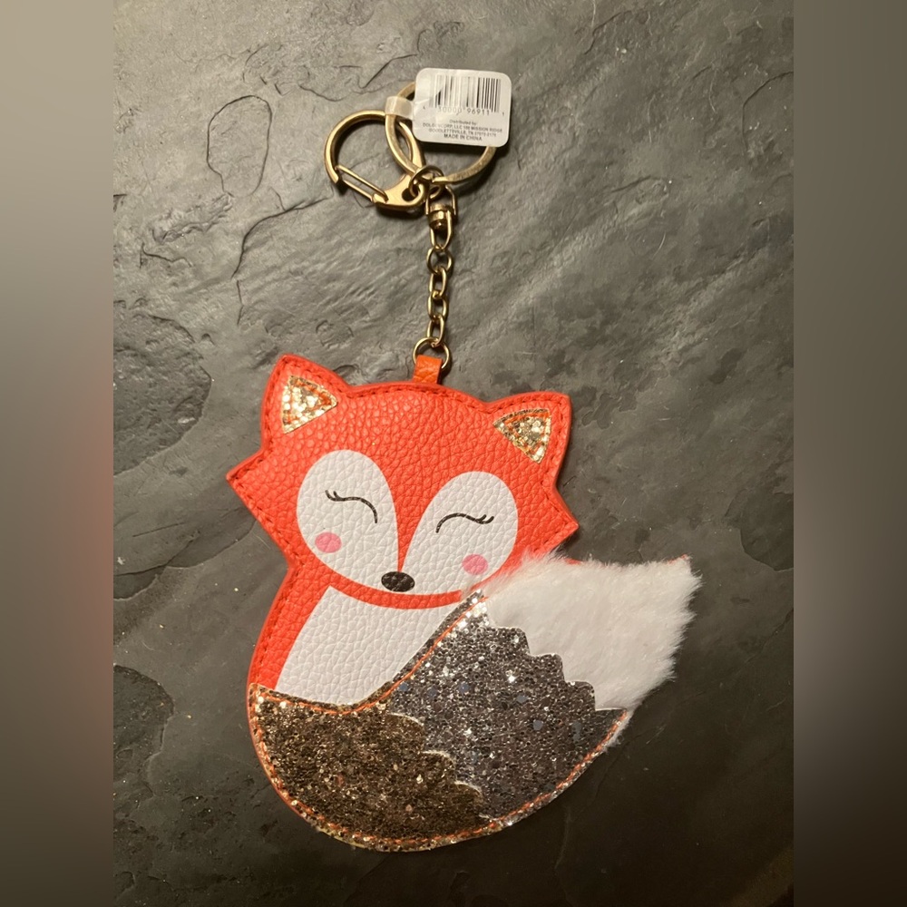 Fox Keychain with Gold and Silver Accents